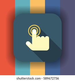 touch gesture flat icon with long shadow, vector illustration