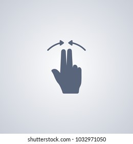 Touch gesture flat icon. Thumb-through flat icon on gray background