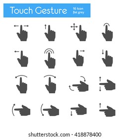 Touch Gesture Flat Icons Gray