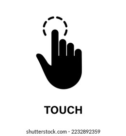 Touch Gesture, Hand Cursor for Computer Mouse Silhouette Icon. Click Press Double Tap Touch Swipe Point on Cyberspace Website Sign. Pointer Finger Black Glyph Pictogram. Isolated Vector Illustration.