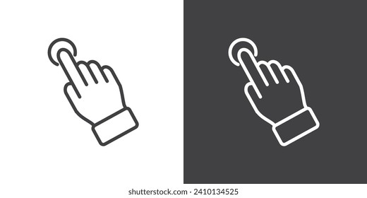 Touch gesture icon, click gesture icon vector illustration on black and white background. Modern outline style icons