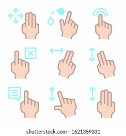 touch gesture icon pack on white backgroun