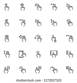 Touch gesture icons pack. Isolated touch gesture symbols collection. Graphic icons element