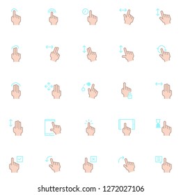 Touch gesture icons pack. Isolated touch gesture symbols collection. Graphic icons element