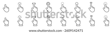 Touch gesture line icon set. Digital interaction outline symbol collection. Editable stroke. Isolated vector illustration.