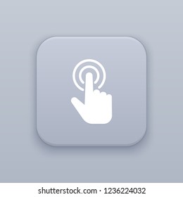 Touch gesture-click gray vector button with white icon on gray background