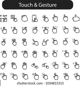 Touch gestures icon set for a mobile application. Gesture symbol
