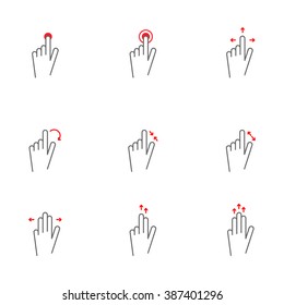 Touch gestures icons line icon set. Vector gestures. Touch gestures icons for app, site, pad or mobile