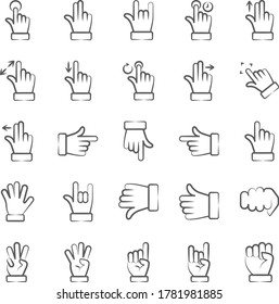 Touchstifte-Symbole in modernen linearen Stilpaketen 