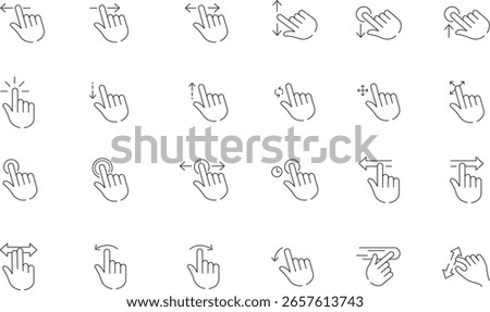 Touch Gestures Icons Set. Finger Touch Gesture Icons Set. Linear icons for mobile app user interface