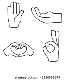 Touch gestures icons set with: hands, tap, rotate, press, swipe an isolated vector illustration