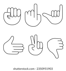 Touch gestures icons set with: hands, tap, rotate, press, swipe an isolated vector illustration