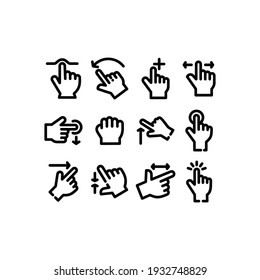 Touch Gestures line Icon set. Touch Gestures icon Vector Illustration Template For Web and Mobile