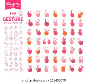 Touch Gestures line icons set. - Designer collection