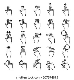 Touch Gestures line icons set.Illustrator eps 10