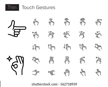 Touch Gestures Thin line Vector Icons set