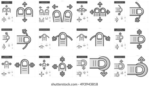 Touch gestures vector line icon set isolated on white background. Touch gestures line icon set for infographic, website or app. Scalable icon designed on a grid system.