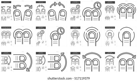 Touch gestures vector line icon set isolated on white background. Touch gestures line icon set for infographic, website or app. Scalable icon designed on a grid system.