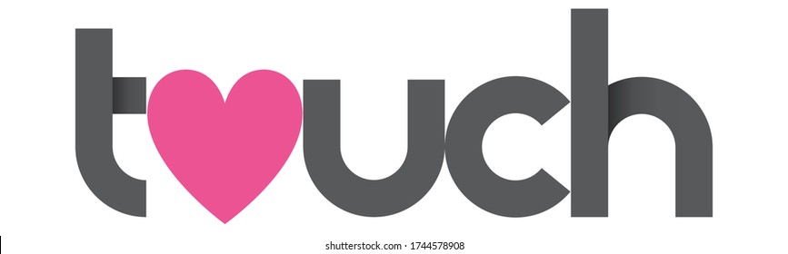 Banner de tipo geométrico de vector gris y rosa TOUCH con símbolo del corazón