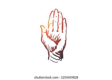 Touch, hand, finger, gesture, press concept. Hand drawn human hand concept sketch. Isolated vector illustration.