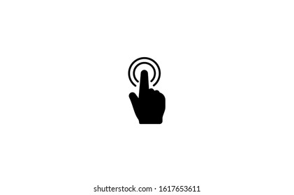 Touch hand in flat design vector illustration. Right hand image is used as a symbol of this touch hand. This touch hand symbol consists of two colours, black and white.