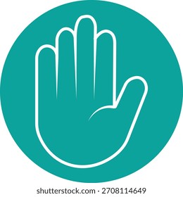 Ícone de mão de toque em estilo de linha plana preta, símbolo da palma da mão ilustração pacote de sinais de gesto, marca de parada maço de contorno, sensorial toque elemento gráfico sortimento