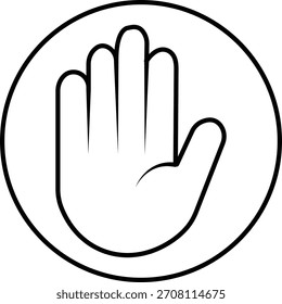 Touch hand icon in black flat line style, palm symbol illustration pack of gesture signs, stop hand mark outline bundle, sensory touch graphic elements assortment
