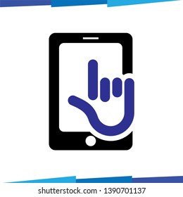 Touch hand line logo vector