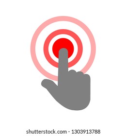 Touch the hand signal screen, press the button. Hand touching, pressing or pointing a button with index finger. Design by Inkscape.