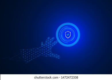 touch hand technology security abstract background vector illustration.