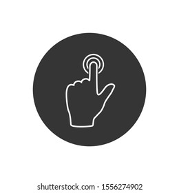 Touch hand, vector line icon on white background