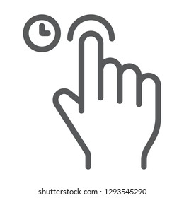 Touch and hold line icon, gesture and hand, tap sign, vector graphics, a linear pattern on a white background, eps 10.