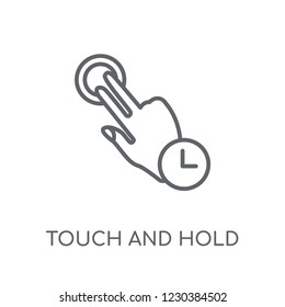 Touch and Hold linear icon. Modern outline Touch and Hold logo concept on white background from Hands collection. Suitable for use on web apps, mobile apps and print media.