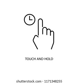 Touch and hold vector icon. Finger hold illustration