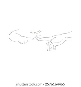 touch human sketch.A woman's hand touches a child.