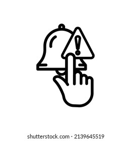 Touch icon with bell and exclamation mark. suitable for warning symbol. line icon style. simple design editable. Design template vector