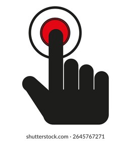 Touch icon. Finger press symbol. Red button illustration. Vector image.