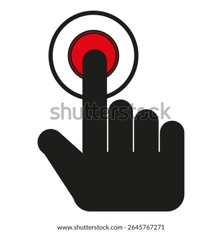 Touch icon. Finger press symbol. Red button illustration. Vector image.