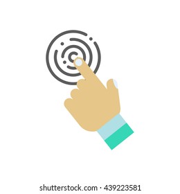 Touch icon with hand on a white background. Vector illustration