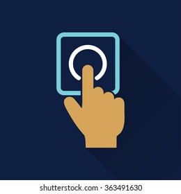 Touch   icon with long shadow, flat design. Vector illustration.