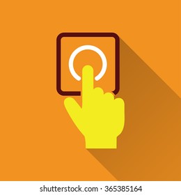 Touch   icon with long shadow, flat design. Vector illustration.