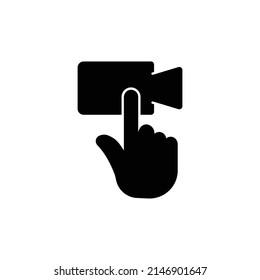 Touch icon with ON video. glyph icon style. silhouette. suitable for ON video symbol. simple design editable. Design template vector