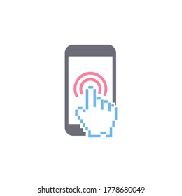Icono táctil. Icono de pantalla táctil. icono de clic con la mano