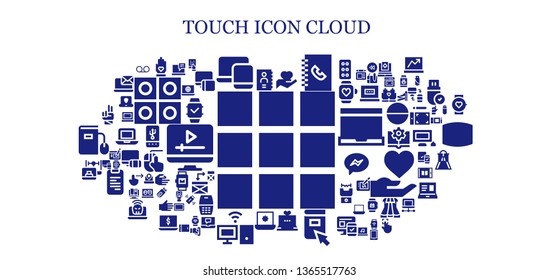 touch icon set. 93 filled touch icons.  Simple modern icons about  - Keypad, Phone book, Hand, Responsive, Laptop, Click, Personal computer, Tablet, Voice message, Smartwatch