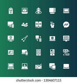 touch icon set. Collection of 25 filled touch icons included Laptop, Responsive, Graphic tablet, Ebook, Nose, Screen, Messenger, Hand, Hands, Smartwatch, Finger