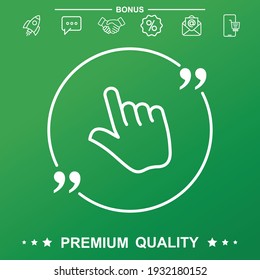 Touch icon. Text inside quote symbol