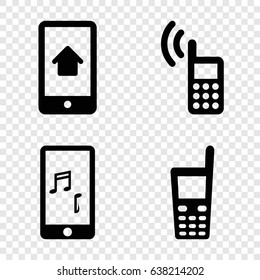 Touch icons set. set of 4 touch filled icons such as old phone