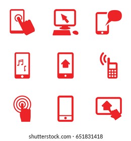 Touch icons set. set of 9 touch filled icons such as pointer on display, phone, touchscreen