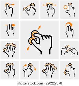 Touch icons set on gray 