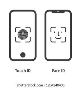 Touch Id And Face Id On Mobile Device Vector Icon